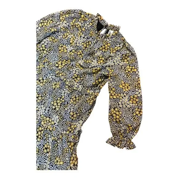 Violet Dress Womens Size 14 Prairie Flowy Floral Ruffle Dress Black Yellow Boho - Picture 4 of 6